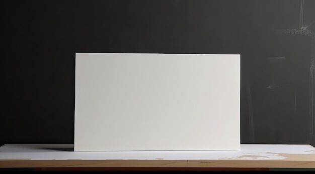 Photo blank paper and canvas on shelf as mockup setup