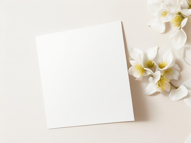 Blank Paper Card Mockup on Neutral Beige