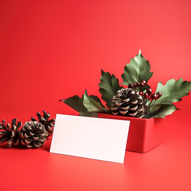 Blank paper and cones on a red background