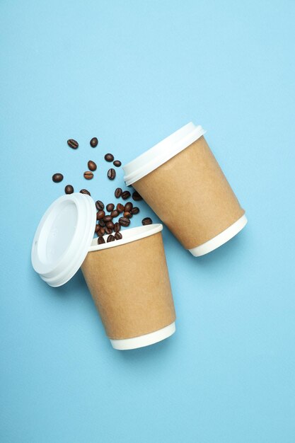 Blank paper cups composition for delivery and take away concept