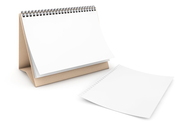 Blank paper desk spiral calendar on a white background