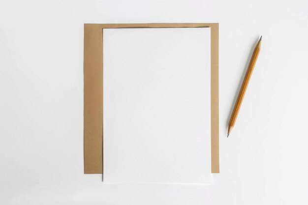 Photo blank paper mockup created with generative ai