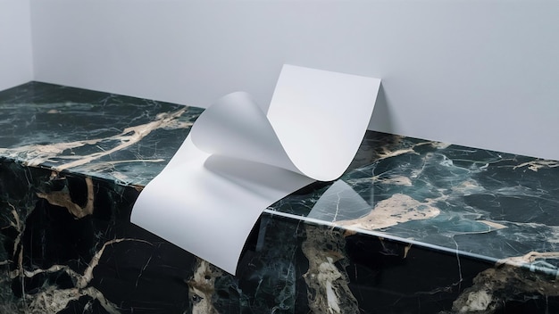 Фото Пустая бумага на мраморной текстуре на белом фоне