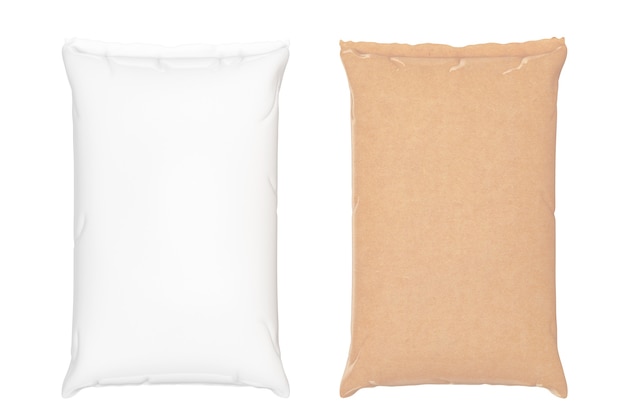 Blank Paper Sacks Cement Bags on a white background. 3d Rendering