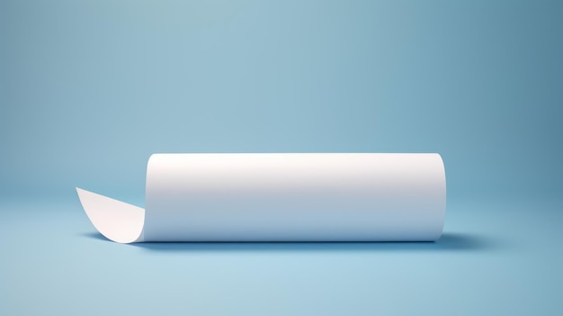 Пустой бумажный свиток, изолированный на синем фоне 3D-рендеринг Генеративный ИИ
