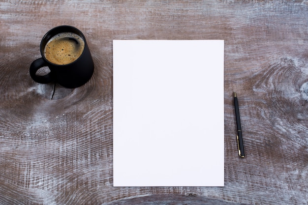 Blank paper sheet with cofee mug