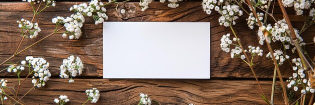 Photo blank paper surrounded by dried flowers