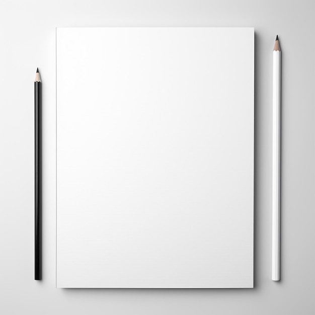 Photo blank paper with pencil on a white background generative ai