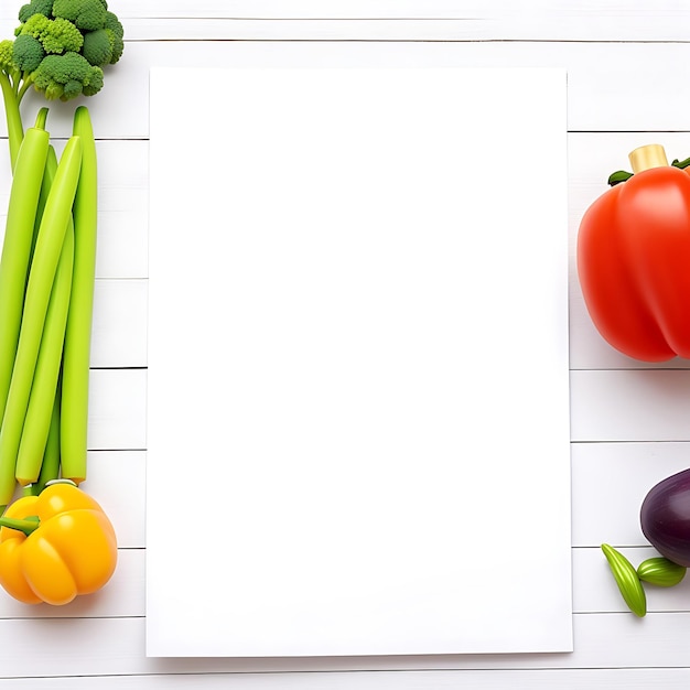 A blank paper with vegetables on it AI generation