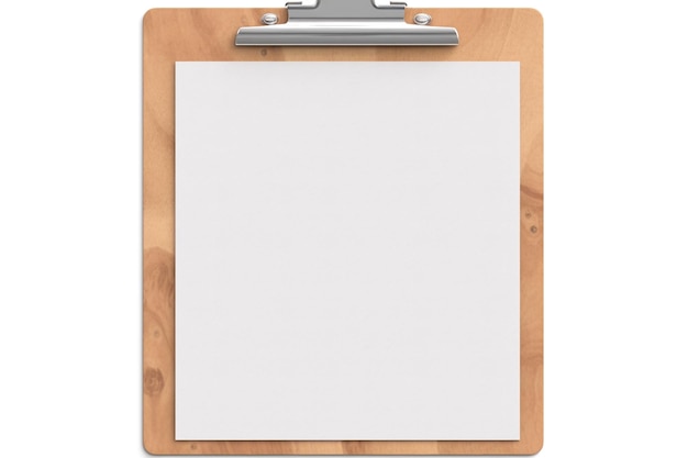 Blank paper on wooden clipboard isolated on transparent background Generative AI