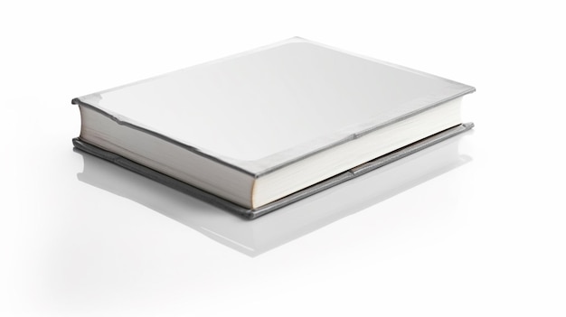 Foto copertina bianca di un libro in taschera isolata su uno sfondo bianco