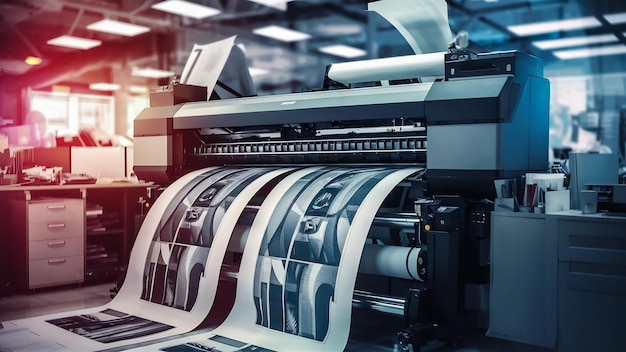 Blank papierrol in een inkjetmachine voor grote printers voor industriële bedrijven