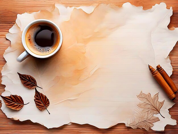 Blank parchment with cup of coffee