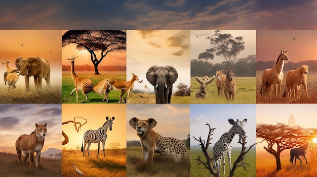 A blank photo collage showcasing the diversity of wildlife photography