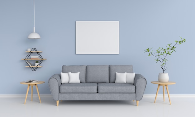 Blank photo frame  in living room