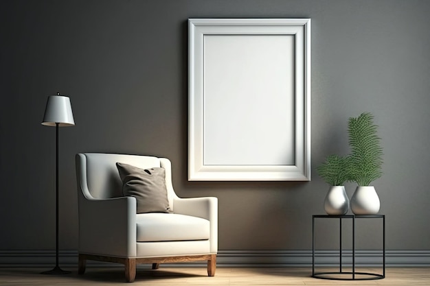 Blank Photo Frame Mockup Template Design With Livingroom Background Generated AI