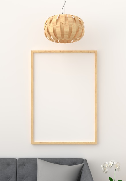Blank photo frame in modern living room