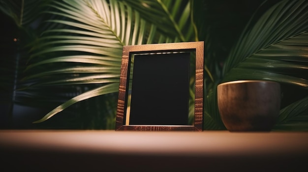 Blank photo frame on table