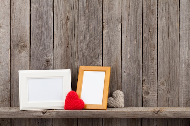 Blank photo frames and heart gifts