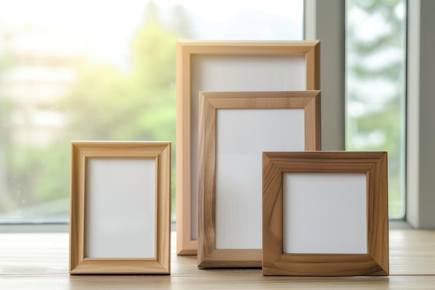 blank photo frames on the table