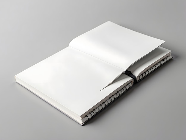 Photo blank photorealistic notebook mockup on light grey background front and back view