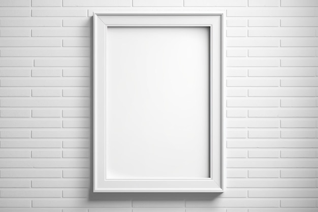 Blank picture frame on a brick wall with natural light