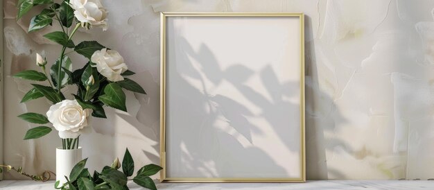 Blank picture frame and faux flower