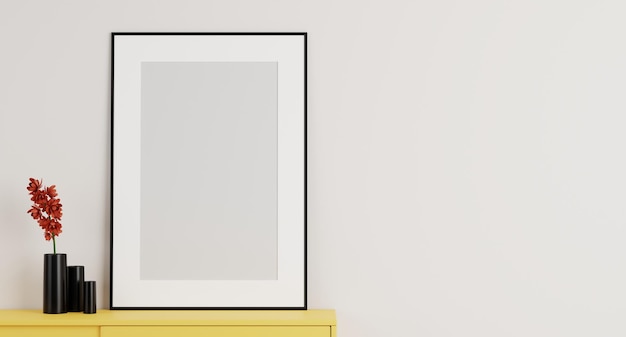 Фото Макет пустой фоторамки в современном интерьере гостиной в минимальном стиле 3d иллюстрация ренера