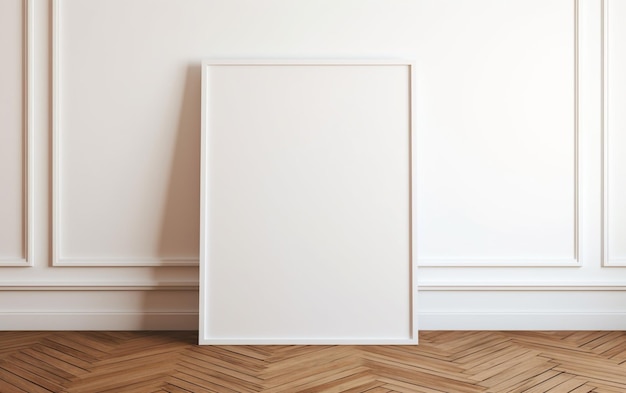 Photo blank picture frame on parquet floor