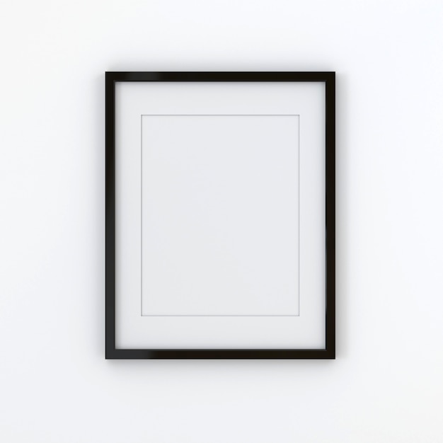 Blank picture frame templates in a living room wall