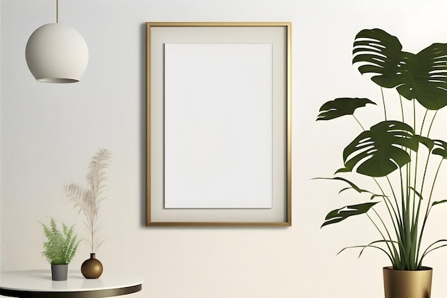 Blank picture frame on a wall mockup