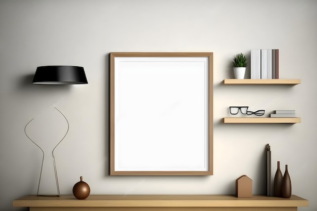 Blank picture frame on a wall mockup