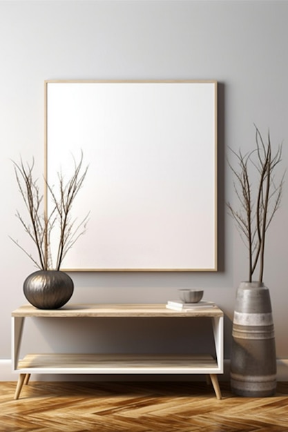 A blank picture frame on a wall