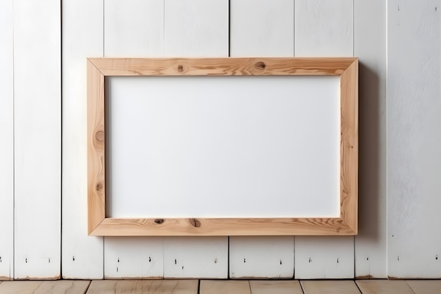 Blank picture frame on a wooden table