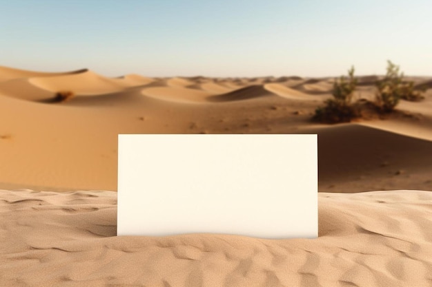 Photo a blank piece of paper sitting in the middle of a desert