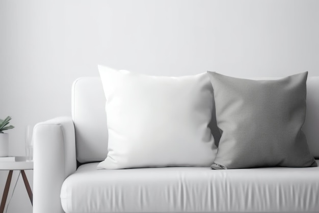 Blank pillow in living room mock up style AI Generated