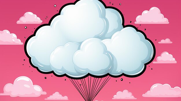 Blank Pink Cloud Balloon Template Dot Background Style