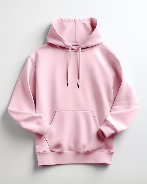 blank pink hoodie mockup with copy space on white background design clothes print Ai generated