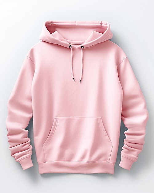 blank pink hoodie mockup with copy space on white background design clothes print Ai generated