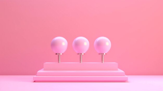 Blank pink podium pedestal with gift boxes AI generative