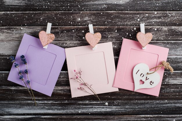 Blank pink purple photo frames