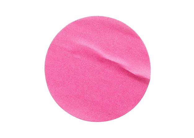 Photo blank pink round adhesive paper sticker label isolated on white background