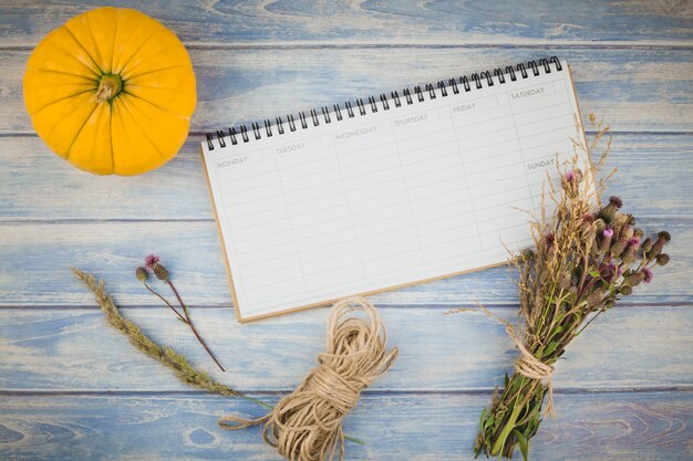 Blank planner with autumn pumpkins