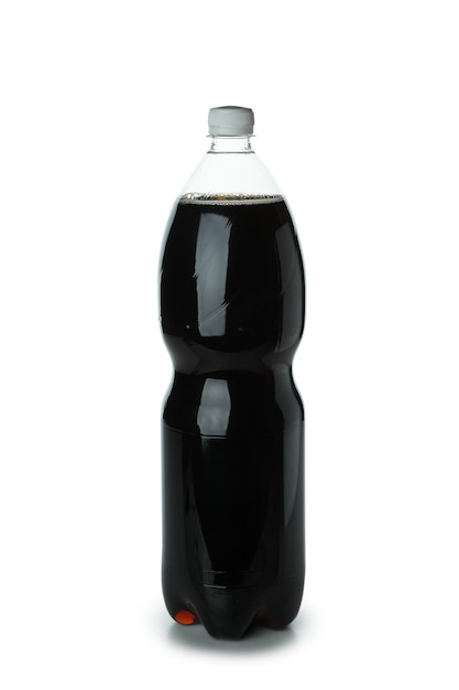 Blank plastic bottle of soda isolated on white surface