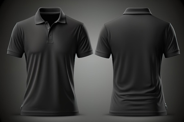 Blank polo T shirt for men template black color with dark background