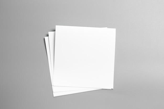 Photo blank portrait mock-up paper. brochure magazine isolated on gray, changeable background