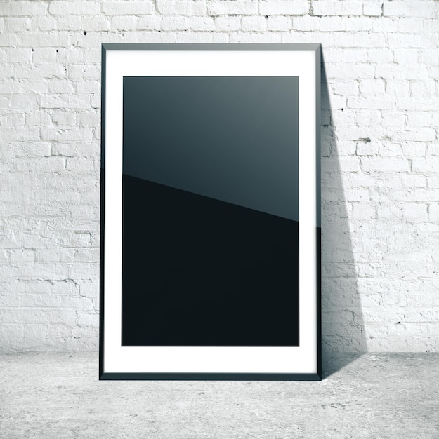 blank poster on brick interior