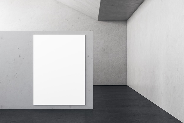 Photo blank poster on concrete wall in modern exhibition hall