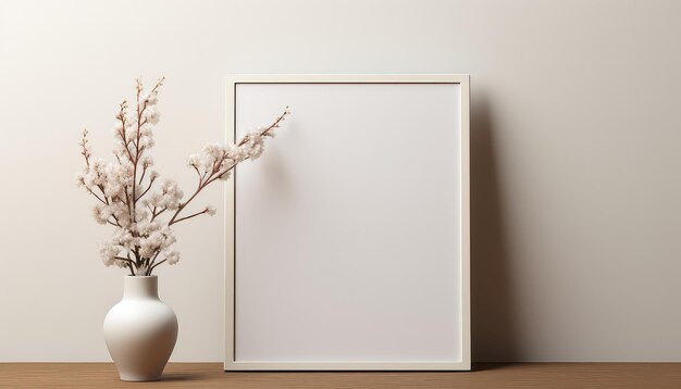 Blank Poster Frame and Empty Vase