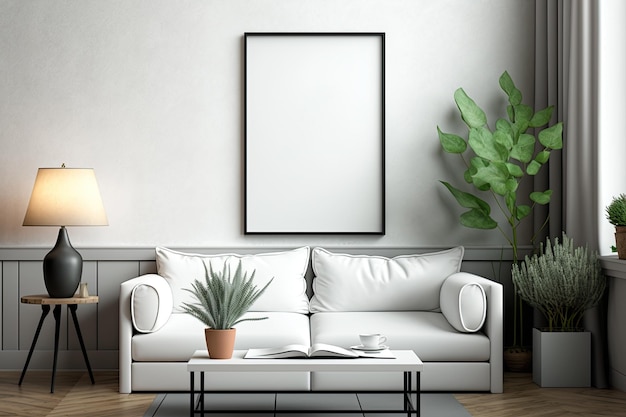 Blank poster in Living room Background illustration